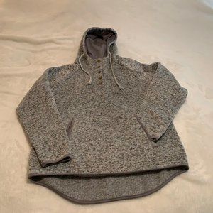 White Birch Marled Medium Gray Pullover 1/4 Snap with Hood Size M